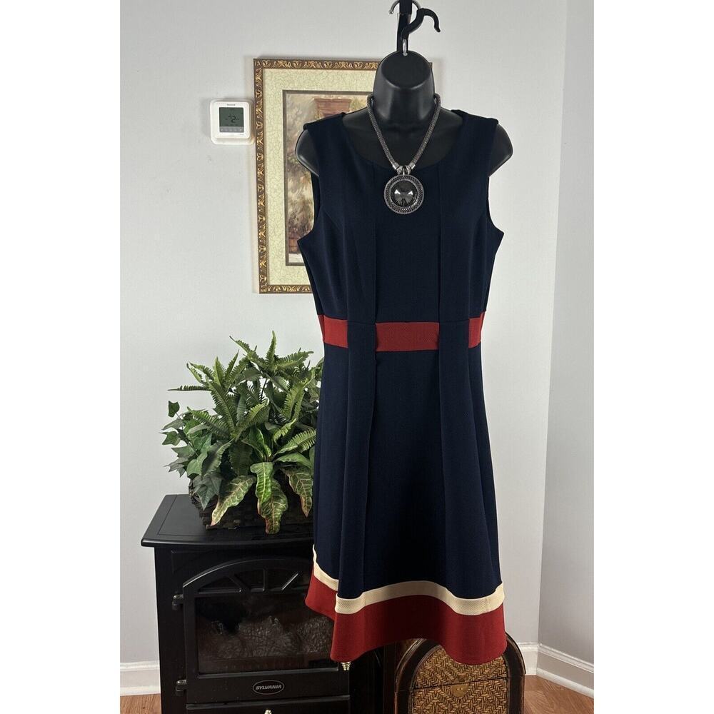EN FOCUS Womens Multicolor Size 10‎ Multicolor Sleeveless Dress Round Neckline